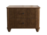 Fluted Nightstand 2-Piece Set, 21.65" Wide Side Table with 3 Drawers, Mid Century Modern Wood W5819P481407