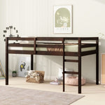 ZUN Solid Wooden, Rubber Wooden Twin Loft Bed with Ladder, Bed Platform of Strengthened Slats , Espresso W504P190953