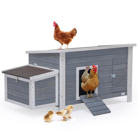 ZUN Large Wooden Chicken Coop with Perches and Nesting Box, Weatherproof Chicken/Rabbit/Duck House W142779965