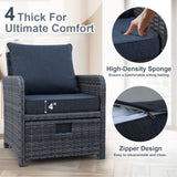 5 Pieces Wicker Patio Furniture Set Outdoor Patio Chairs with Ottomans Conversation Furniture with W813P283082