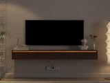 Floating TV Stand, Wall Mounted TV Shelf with Led Lights & Power Outlet,High Gloss TV Cabinet for W1321P272342
