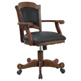 Black and Tobacco Upholstered Game Chair with Casters B062P145543