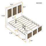 Farmhouse Wooden Platform Full Size Bed, Modern Platform Bed with Wooden Strip Decoration, Plywood WF530905AAK