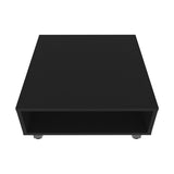 ZUN Avondale Coffee Table in Melamine with Open Storage, Black B128P244984