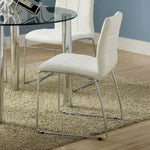 ZUN White Color Leatherette 2pcs Dining Chairs Chrome Metal Legs Dining Room Side Chairs B011136660