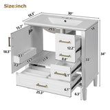 30" Bathroom Vanity with Ceramic Sink, Soft-Close Door with Built-in Shelf, Deep Standard N729P184479K