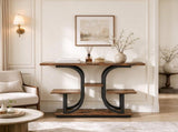 42.5" Narrow Console Table, 3-Tier Modern Entryway Table with Open Storage Shelves, Rustic Brown 35822430