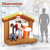 6ft Inflatable Nativity Scene - 6 Built-in LED Lights Weather-Resistant Polyester Xmas Outdoor Decor 92207829