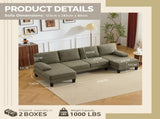 U-Shaped Convertible Sectional Sofa with 2 Chaise Lounges, 4-Seater Modular Couch with Removable & 04004595