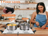 2000W Dual Burner Electric Hot Plate, 5 Temperature Settings , Portable Countertop Stove 78627133
