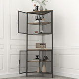 ZUN 5-Tier Shelves with Metal Mesh Door, Bookcase Storage Shelf Corner Shelf for Small Space, Living W2167P182341