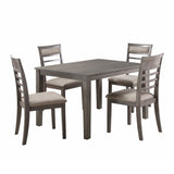 Beautiful Gray Finish 5pc Dining Set Table and 4 Side Chairs Set Fabric Upholstery Wooden Furniture B011P170909