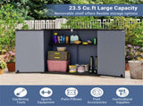 23.5 Cu.ft Outdoor Storage Shed with Lockable Door, PP HDPE Horizontal Garden Tool Cabinet - Gray 97596536