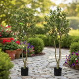 5.2FT Tall Artificial Tree Faux Plant Lush Evergreen Vibrant Green Foliage & Natural Trunk, 86085958