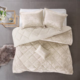 Full/Queen Velvet Comforter Set with Throw Pillow B035P203252