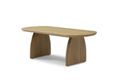 47.24" Oval Coffee Table with Solid Wood Veneered, Modern Natural Solid Wooden Color Center Table, W2664P346448