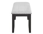 ZUN 1pc Transitional Upholstered Dining Bench Light Gray Upholstery Black Finish Legs Nailhead Tufted B011P196929