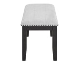 ZUN 1pc Transitional Upholstered Dining Bench Light Gray Upholstery Black Finish Legs Nailhead Tufted B011P196929