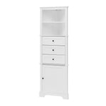 ZUN White Triangle Tall Cabinet with 3 Drawers and Adjustable Shelves for Bathroom, Kitchen or Living WF298150AAK