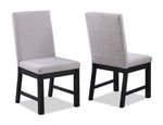 ZUN 2pc Black Finish Side Chair Gray Fabric Full Back Upholstery Contemporary Transitional Style Dining B011P162544