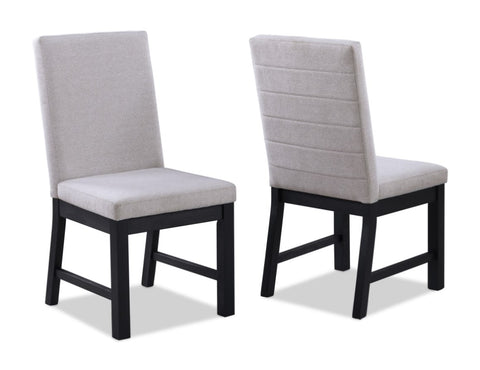 ZUN 2pc Black Finish Side Chair Gray Fabric Full Back Upholstery Contemporary Transitional Style Dining B011P162544