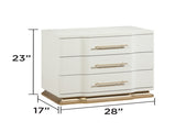 Lexington 3-Drawer Nightstand in Beige with Textured Finish and Gold Finish Handles B009P450613