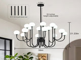 16-Light Glass Globe Sputnik Chandelier, 36.6 Mid-Century Modern Chandeliers Black Sputnik Light 37626966