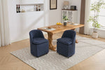 ZUN 058-Set of 2 Chenille Fabric Dining Chairs With Universal Wheels,Blue W527P242553