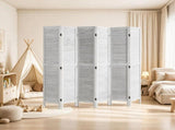 6-Panel Louvered Folding Privacy Screen, Portable Wooden Partition for Room Separation, Home, 00450088