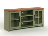 67 inch TV Stand Console for TVs up to 80 inches, No Assembly Required, Sage Green and Fruitwood B108P160211