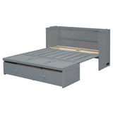 Full Size Murphy Bed with USB Port and a Large Drawer, Gray N708P205903E