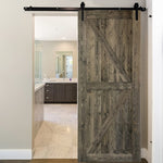 ZUN 36 in. x 84 in. Sliding Barn Door with 6.6FT Barn Door Hardware Kit & Handle ,K Frame,Solid Spruce 90706745