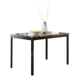 Simple Style Table 1pc Brown Faux Marble Table Top Black Metal Finish Frame Transitional B01152299