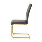 ZUN Modern Charcoal PU dining chair Living room chair upholstered chair, Gold-plated metal chair leg W210P199114