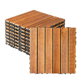 27pcs Wood Interlocking Deck Tiles 11.8"x11.8", Waterproof Flooring Tiles for Indoor and Outdoor, 80119626
