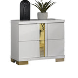 Attractive Beautiful Nightstand Bedroom Furniture White And Gold Finish Bracketed Metal Legs 1pc B011P326223