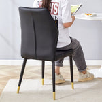 ZUN 4 modern dining chairs with stylish PU patterned backrest and black metal legs for a comfortable W1151P188258