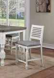 Majestic Rustic Counter Height 2pc Dining Chairs Set Antique White Solid wood Gray Fabric Cushions B011110878