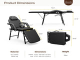 Portable Tattoo Chair for Client 72inch, Mobile Massage Table Foldable with Storage Bag, Black 40992098