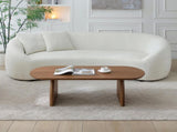 47.24" Oval Coffee Table with Solid Wood Veneered, Mid Century Modern Wooden Coffee Table, Walnut W2664P346449
