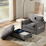 38" Single Sofa with Storage Ottoman, Adjustable Phone Holder, USB Charger, Side Storage Pockets, N723P303462E