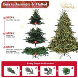 Artificial 7.5ft Green Christmas Tree with 2441 PE/PVC Mixed Branch Tips, 850L warm white led, 32231578