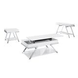 Contemporary Style White 1pc End Table High Gloss Finish Chrome Frame Gorgeous Living Room Furniture B011P207455