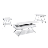Contemporary Style White 1pc Sofa Table High Gloss Finish Chrome Frame Console Table Gorgeous Living B011P207456