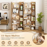 Natural 6-Tier Bookshelf Wooden Bookcase 40895702