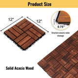 Acacia Wood Interlocking Deck Tiles Checker Pattern, 30 PCS 12" x 12" Square Acacia Hardwood Outdoor W2391P272587