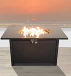 ZUN 43" Smoked Glass Metal Rectangle Fire Pit B120142302