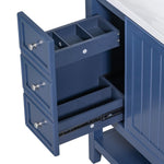 ZUN 36" Bathroom Vanity with Sink Combo, One Cabinet and Three Drawers, Solid Wood and MDF Board, Blue 36929776