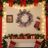 Christmas Pinecone Wreath 18x18x4.5" Timeless Red Frosted Wall Wall Hanging Berry Ring Holiday Door 39503145