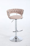 Set of 2 Bar Stools,with Chrome Footrest and Base Swivel Height Adjustable Mechanical Lifting Velvet W1249P247740